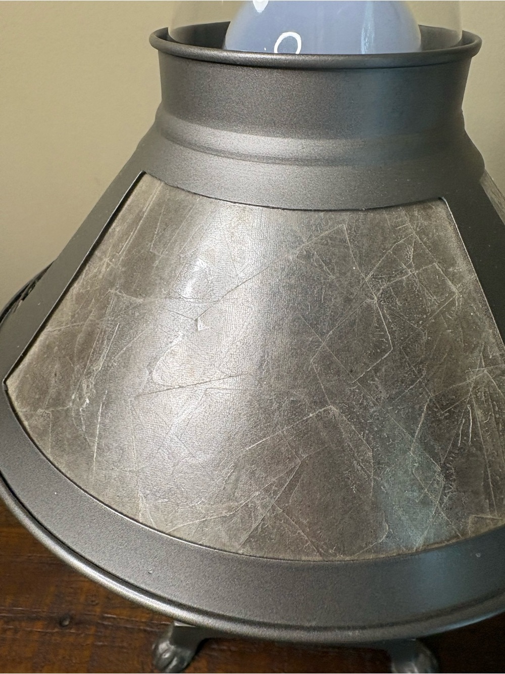 Antique-Style Silver Mica Bouillotte Hurricane Lamp - Picture 12 of 13
